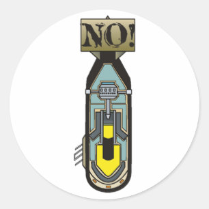 Sticker Rond Petite bombe atomique NON !