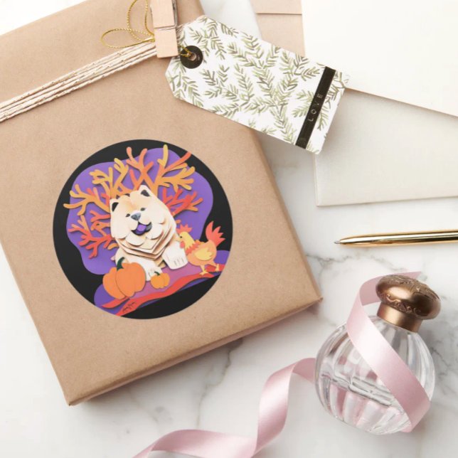 Sticker Rond PETITE BOO Crème Chow choisir la taille (Créateur téléchargé)