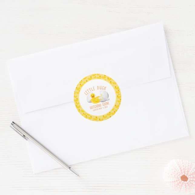 Sticker Rond Petite canard éclosion Bientôt Baby shower Invitat (Enveloppe)