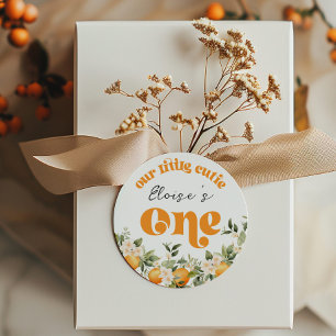 Sticker Rond Petite chérie 1er anniversaire agrumes oranges