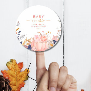Sticker Rond Petite citrouille rose bébé sprinkle classique ron