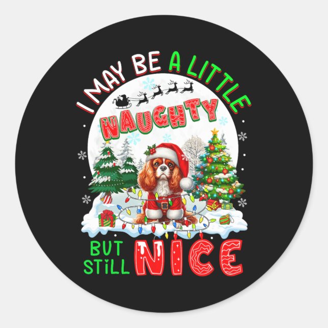 Sticker Rond Petite coquine mais Nice Noël Cavalier Roi Charles (Devant)