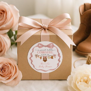 Sticker Rond Petite Cowgirl Baby Shower Western