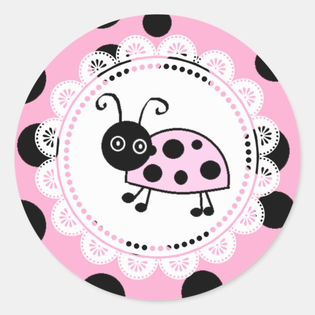 Sticker Rond Petite Dame rose Ladybug (Devant)