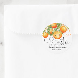 Sticker Rond Petite Douce Orange Citron Fête de Naissance Bébé