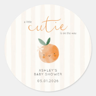 Sticker Rond Petite Douce Orange Fête de Naissance Citron