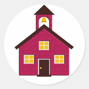 Sticker Rond Petite école rouge