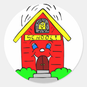 Sticker Rond Petite école rouge