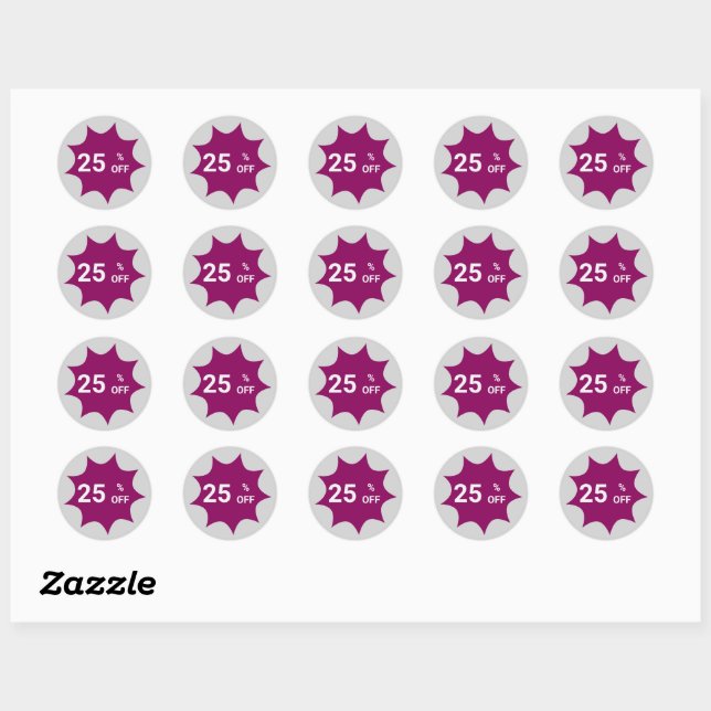 Sticker Rond Petite entreprise 25% DE RÉDUCTION Promotionnelle (Feuille)