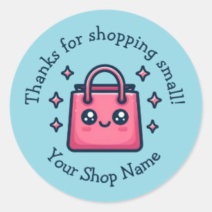 Sticker Rond Petite entreprise merci pour le shopping Small