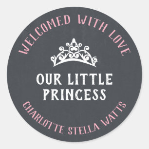 Sticker Rond Petite faveur de faire-part de bébé de princesse