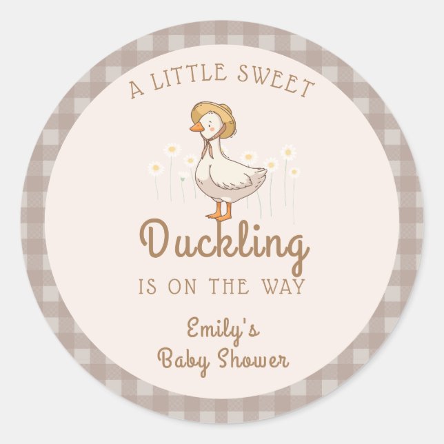 Sticker Rond Petite ferme En vichy Baby shower (Devant)