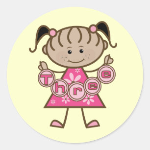 Sticker Rond Petite fille 3e anniversaire Tshirts et cadeaux