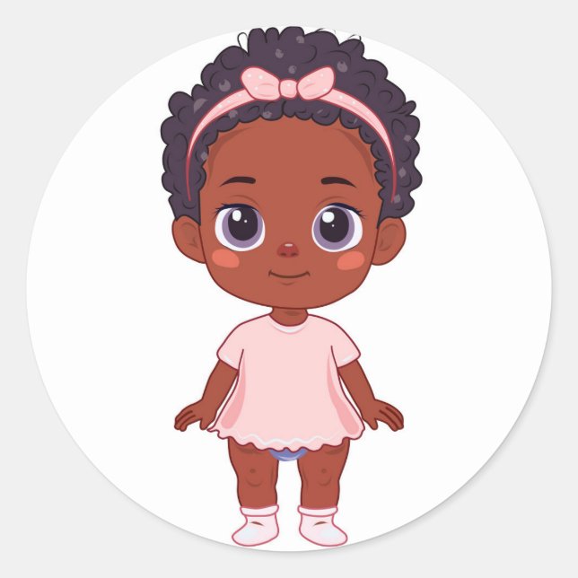Sticker Rond Petite fille africaine (Devant)