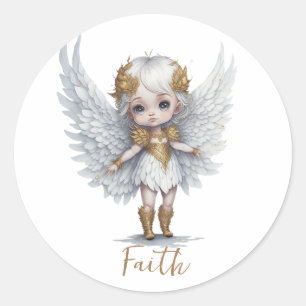Sticker Rond Petite fille ange - Foi