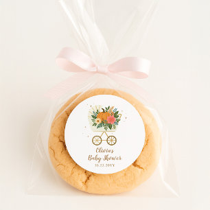 Sticker Rond Petite Fille Citrouille Baby Shower