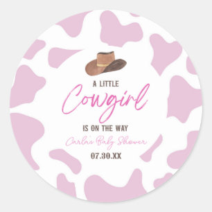Sticker Rond Petite fille vaches Rodéo Rodéo Baby shower occide
