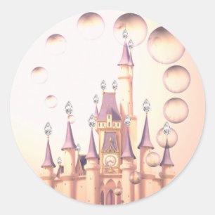 Sticker Rond Petite fille's Princess Castle Invitations d'anniv
