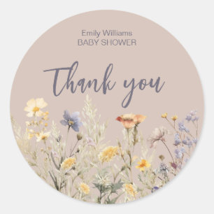 Sticker Rond Petite fleur sauvage baby shower