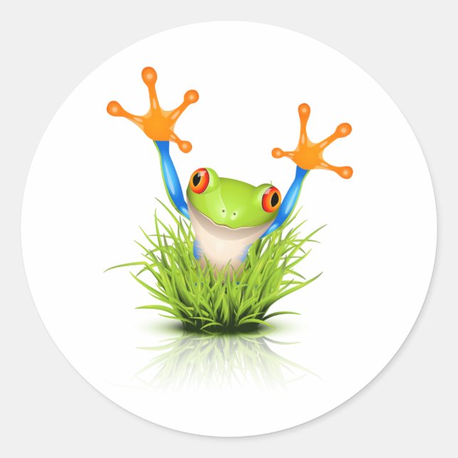 Sticker Rond Petite grenouille dans l'herbe (Devant)