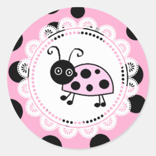Sticker Rond Petite Lady Pink Ladybug