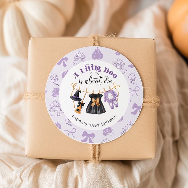 Sticker Rond Petite ligne de linge de maison Baby shower pourpr (Créateur téléchargé)