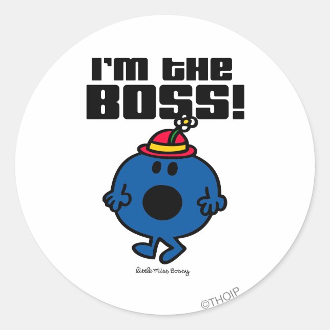 Sticker Rond Petite Miss Bossy | Je suis le patron (Devant)