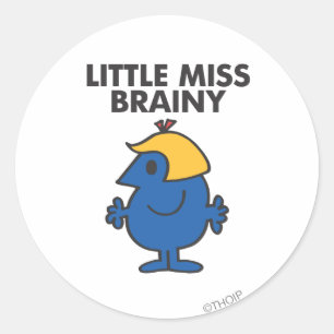 Sticker Rond Petite Miss Brainy debout toujours