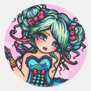 Sticker Rond Petite Miss Deelish Fairy Unicorn Princesse Imagin