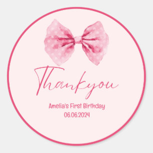 Sticker Rond Petite miss fleurie Pink Bow Onederful 1er anniver