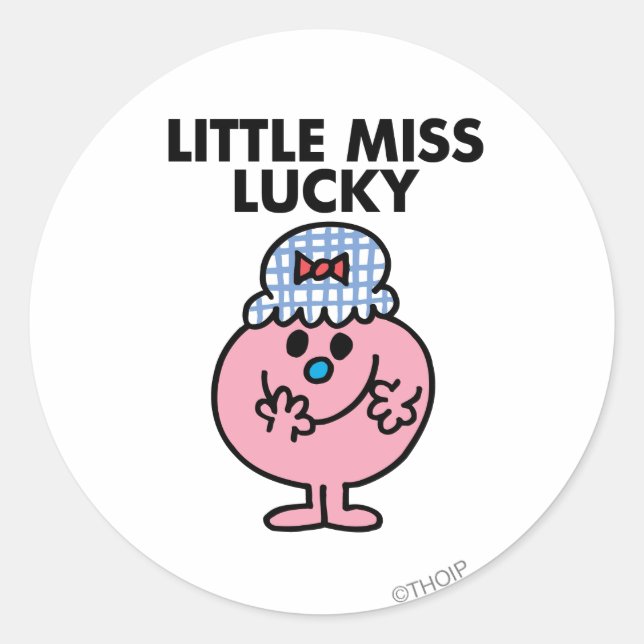 Sticker Rond Petite Miss Lucky Cachant Sa Bouche (Devant)