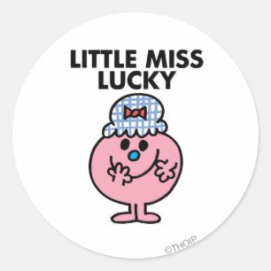 Sticker Rond Petite Miss Lucky Cachant Sa Bouche