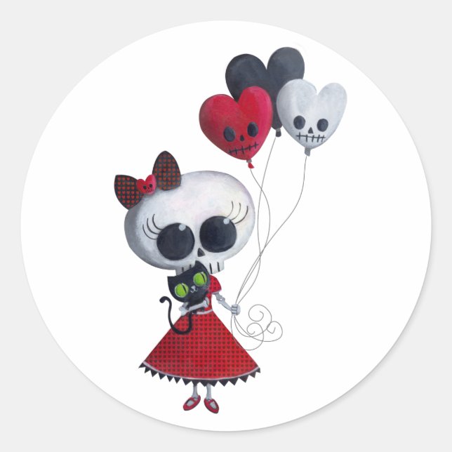 Sticker Rond Petite Miss Mort Valentine Girl (Devant)