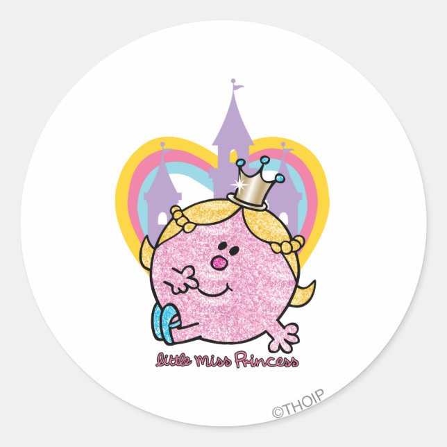 Sticker Rond Petite Miss Princesse Possède Avec Château & Coeur (Devant)