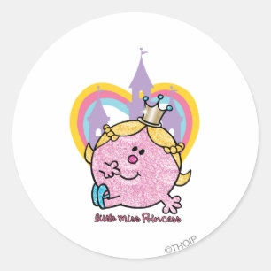 Sticker Rond Petite Miss Princesse Possède Avec Château & Coeur