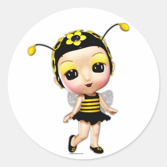 Sticker Rond Petite Mlle Lady Bumblebee (Devant)