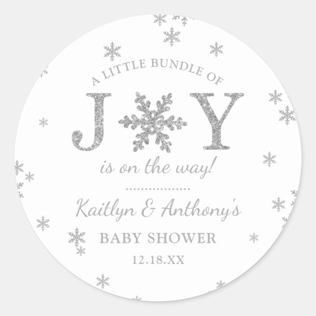 Sticker Rond Petite Offre De Joie Baby shower De Noël (Devant)