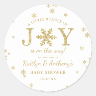 Sticker Rond Petite Offre De Joie Baby shower De Noël