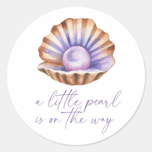Sticker Rond Petite perle sous la baby shower de la mer