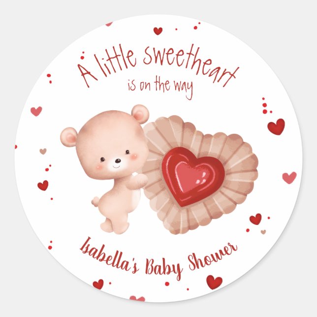 Sticker Rond Petite petite amoureuse Valentines Baby shower de  (Devant)