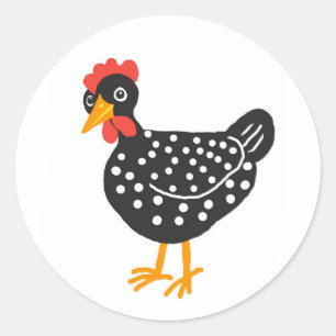 Sticker Rond Petite poule noire