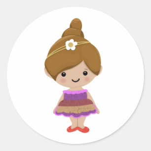 Sticker Rond petite princesse caricature
