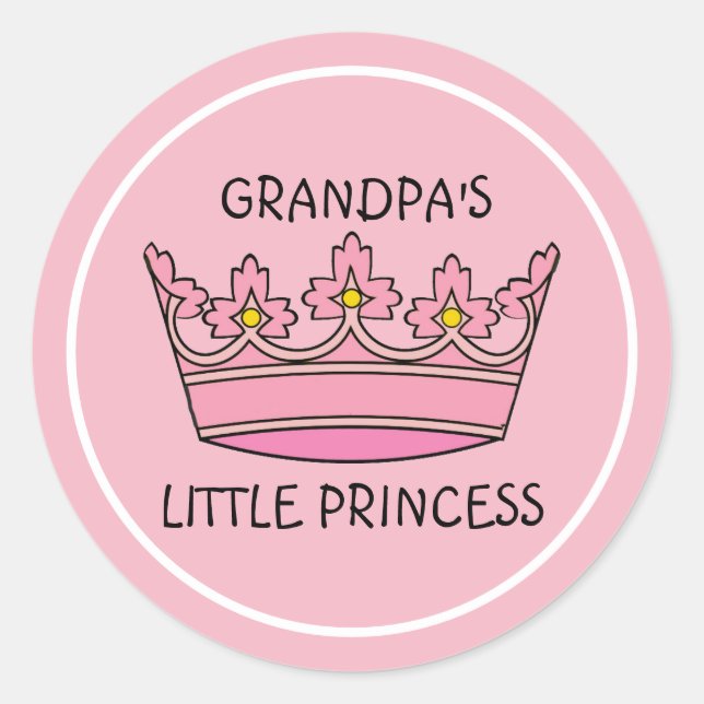 Sticker Rond Petite princesse de Tiara Grand-père rose (Devant)