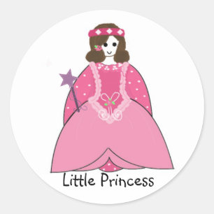 Sticker Rond Petite princesse en robe rose