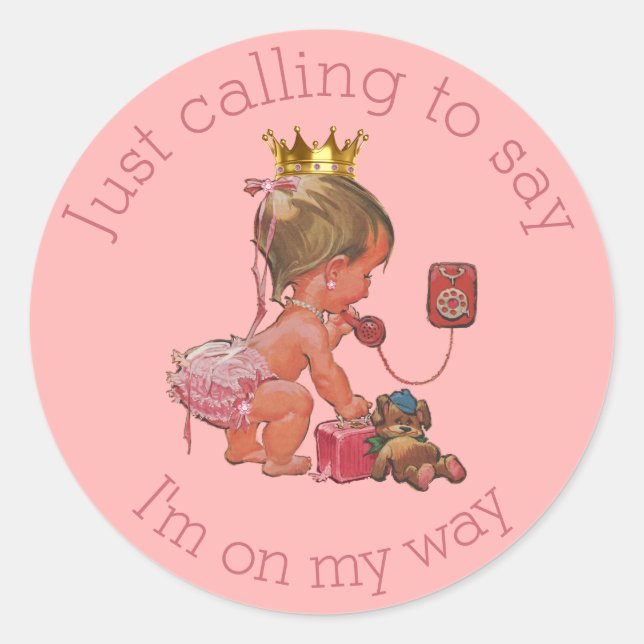 Sticker Rond Petite princesse sur le Baby shower rose du téléph (Devant)