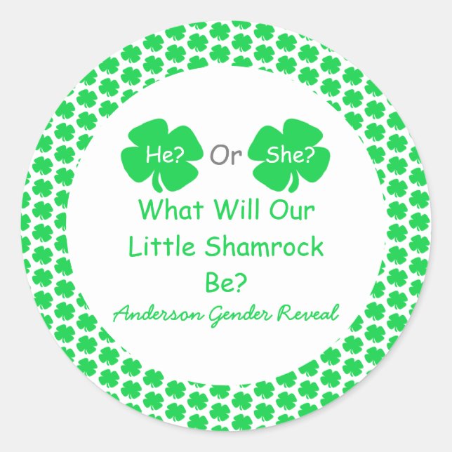 Sticker Rond Petite révélation Shamrock sur le genre (Devant)