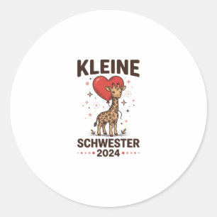 Sticker Rond Petite sœur 2024 Conception de sœur girafe mignonn