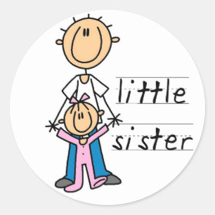 Sticker Rond Petite Soeur avec T-shirts et cadeaux Big Brother
