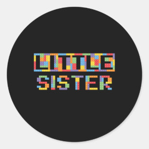 Sticker Rond Petite soeur Blocs de construction briques Maître