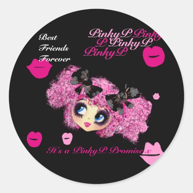 Sticker Rond Petites amies Kawaii, meilleurs amis cadeaux pour  (Devant)